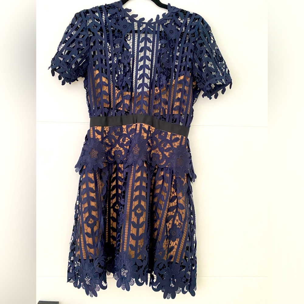 Self portrait dress with nude mesh lining